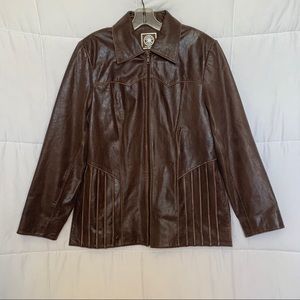 Double D Ranch Brown Leather Jacket w/ Piping